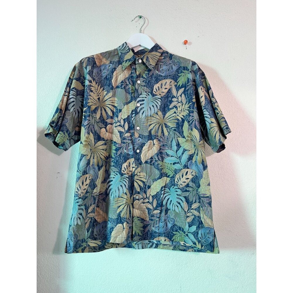 Tori Richard Honolulu Men Leaf Print Hawaiian Short-Sleeve Button-Up Shirt Large
